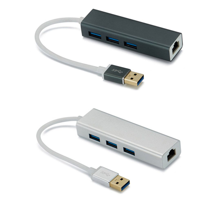 3 端口 USB 3.0 集線器千兆以太網網絡適配器 RJ45 接口 10 100 1000M Lan 卡適用於筆記本電腦電腦外圍設備