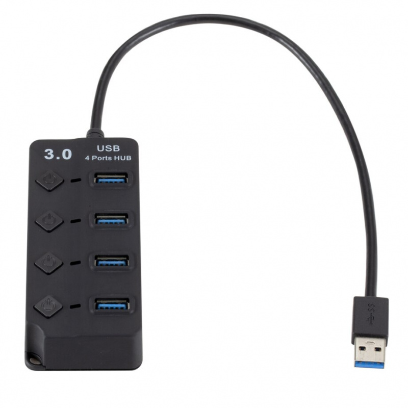 USB 3.0 集線器 USB 集線器 3.0 多 USB 分配器 3 家用電源適配器 4 端口多擴展器 2.0 USB3 集線器，帶 PC 開關