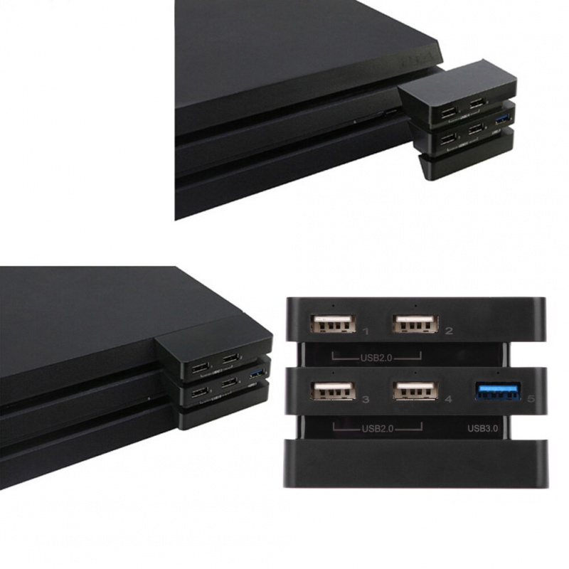 專業 5 端口集線器高速 USB 3.0 2.0 集線器擴展適配器控制台配件適用於 PlayStation4 PS4 Pro 遊戲控制台