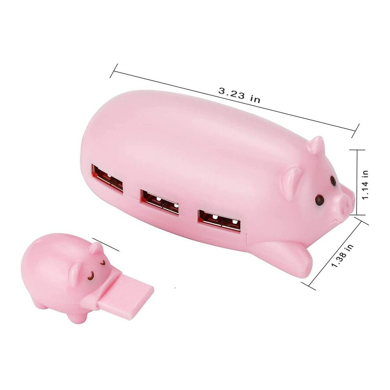 粉紅豬 USB 2.0 集線器多端口適配器 3 合 1 便攜式 3 USB 2.0 端口便攜式 USB 分離器適用於鍵盤鼠標電腦 W3JD