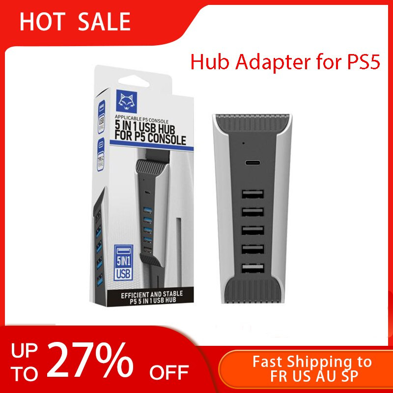 USB集線器USB2.0分離器擴展器擴展高速適配器1轉5多口適用於PS5 PS 5