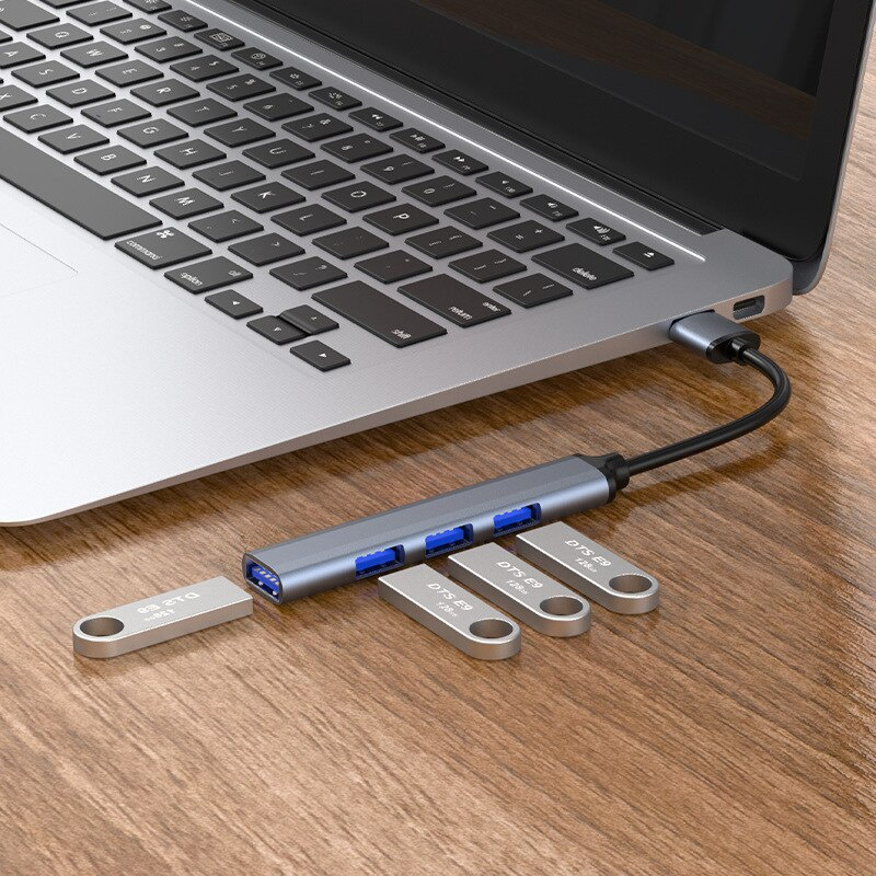 USB 3.0 集線器分離器 - USB 延長器 4 端口 USB 2.0 超薄數據集線器，USB 分離器鋁