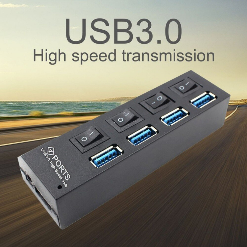 最新 USB 集線器高速 USB 集線器 3.0 帶獨立四端口緊湊型輕型電源適配器集線器帶電源