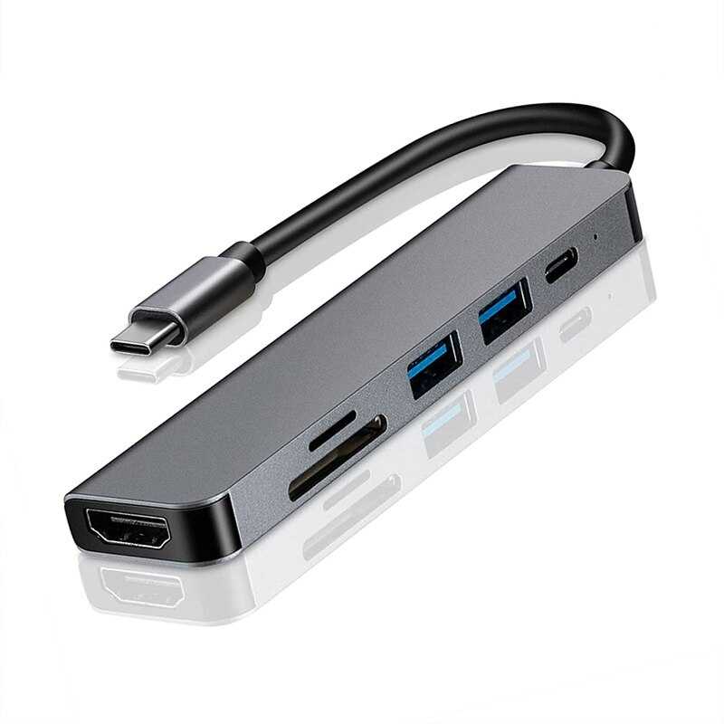 USB 3.0 C 型集線器 6 合 1 多分離器適配器帶 TF SD 讀卡器插槽適用於 Macbook Pro 13 15 Air PC 電腦配件