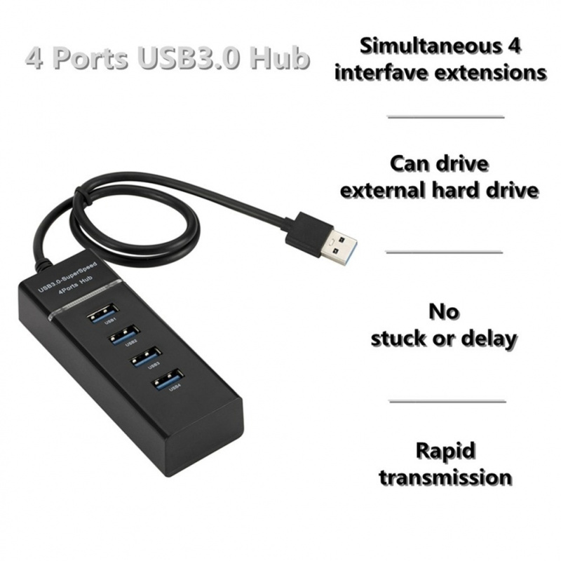 PzzPss 4 端口高速集線器高速 4 端口 USB 3.0 多集線器分路器擴展適用於台式電腦筆記本電腦適配器 USB 2.0 集線器