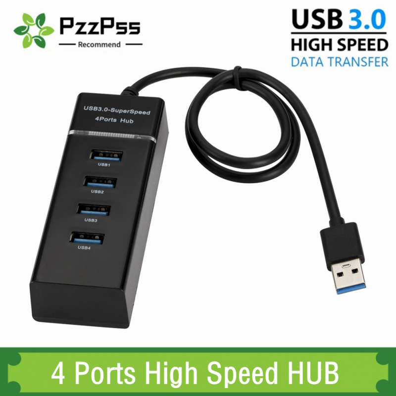 PzzPss 4 端口高速集線器高速 4 端口 USB 3.0 多集線器分路器擴展適用於台式電腦筆記本電腦適配器 USB 2.0 集線器