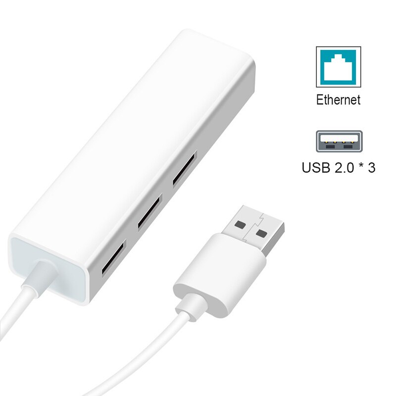 USB 以太網帶 3 端口 USB 集線器 2.0 + RJ45 Lan 網卡 USB 到以太網適配器適用於 Mac iOS Android PC RTL8152 USB 2.0 集線器