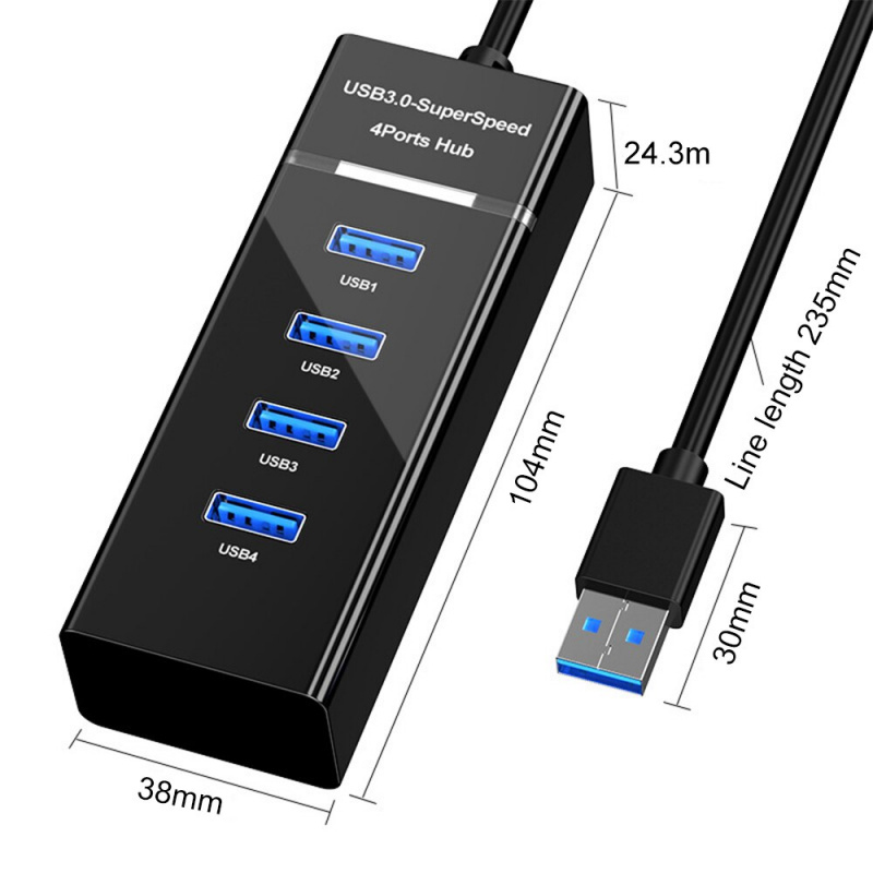 4 端口 USB 集線器 3.0 5Gbps 高速多分離器適配器適用於聯想華為小米 Macbook Pro PC 電腦配件