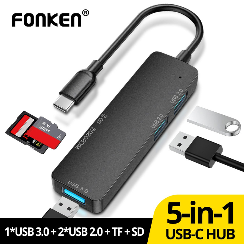 FONKEN USB Type C HUB for Macbook m1 air Xiaomi Laptop Cable Adapter USB A HUB  Multi Cable Splitter Adapter TF SD Card Reader