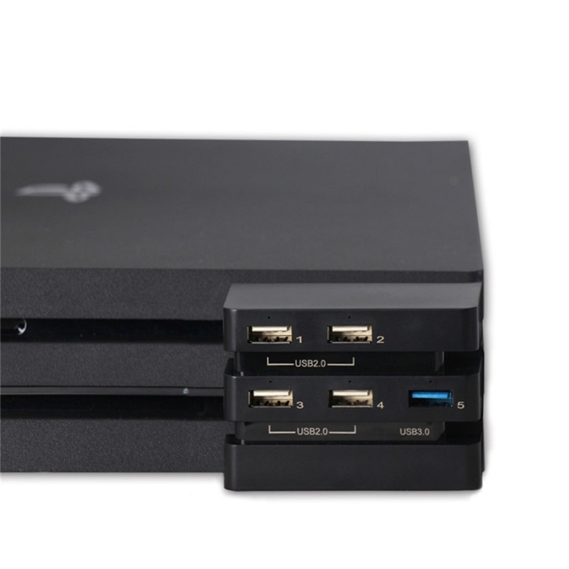 適用於 PS4 Pro 配件的額外 USB 集線器 5 端口 USB 3.0 + 2.0 擴展集線器控制器充電器適配器適用於 PS4 Pro 遊戲機