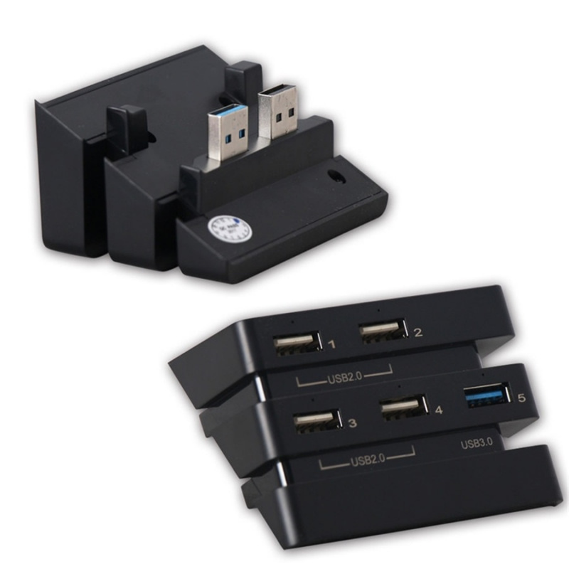 適用於 PS4 Pro 配件的額外 USB 集線器 5 端口 USB 3.0 + 2.0 擴展集線器控制器充電器適配器適用於 PS4 Pro 遊戲機