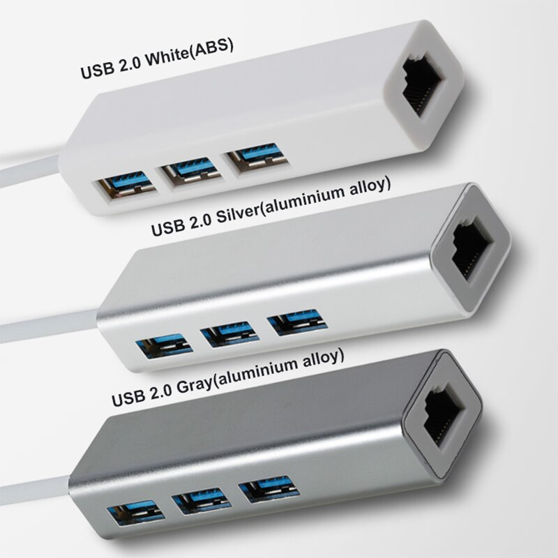 OFCCOM USB 集線器 2.0 3 端口轉 RJ45 10 100Mbps Lan 網絡 USB 以太網適配器分配器適用於筆記本電腦 Mac iOS Android