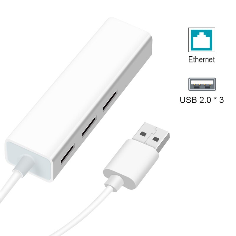 100Mbps USB 轉以太網適配器 4 合 1 USB C 集線器轉 3 USB 2.0 RJ45 LAN 網卡適配器適用於 Window PC 筆記本電腦 Macbook Android
