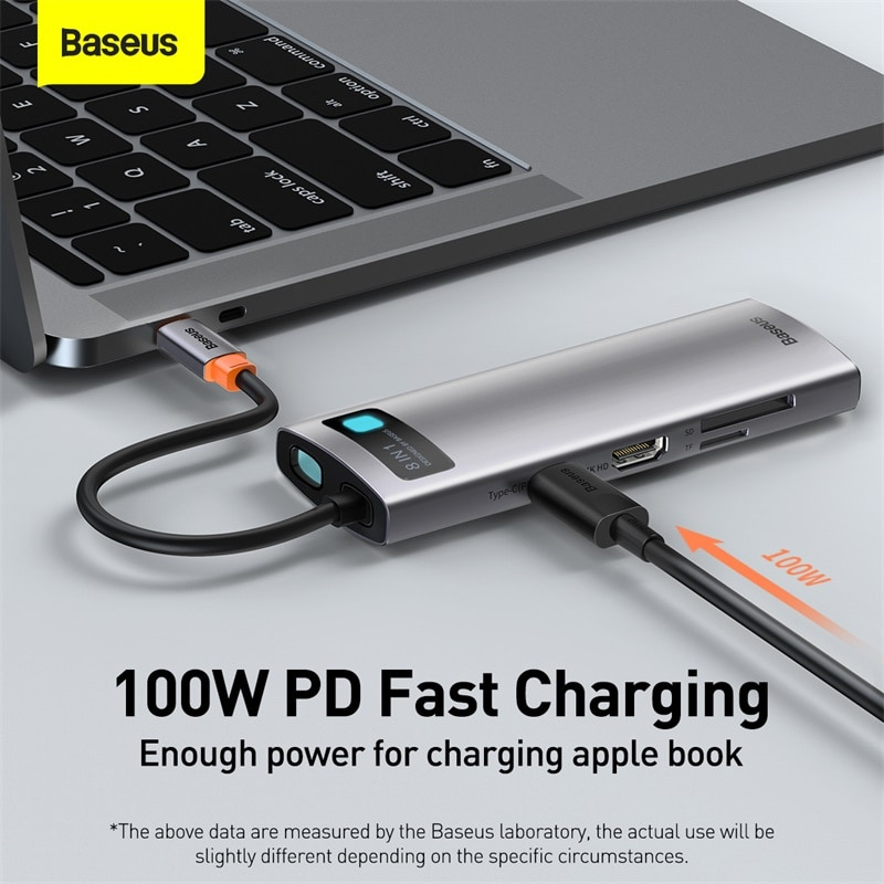 Baseus USB Type C HUB USB C to HDMI-compatible RJ45 SD Reader PD 100W Charger USB 3.0 HUB For MacBook Pro Dock Station Splitt