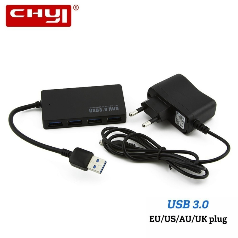 CHYI USB 3.0 集線器多合一 4 端口 USB3.0 Hab 分離器帶外部電源適配器組合 PC 配件適用於計算機 Macbook