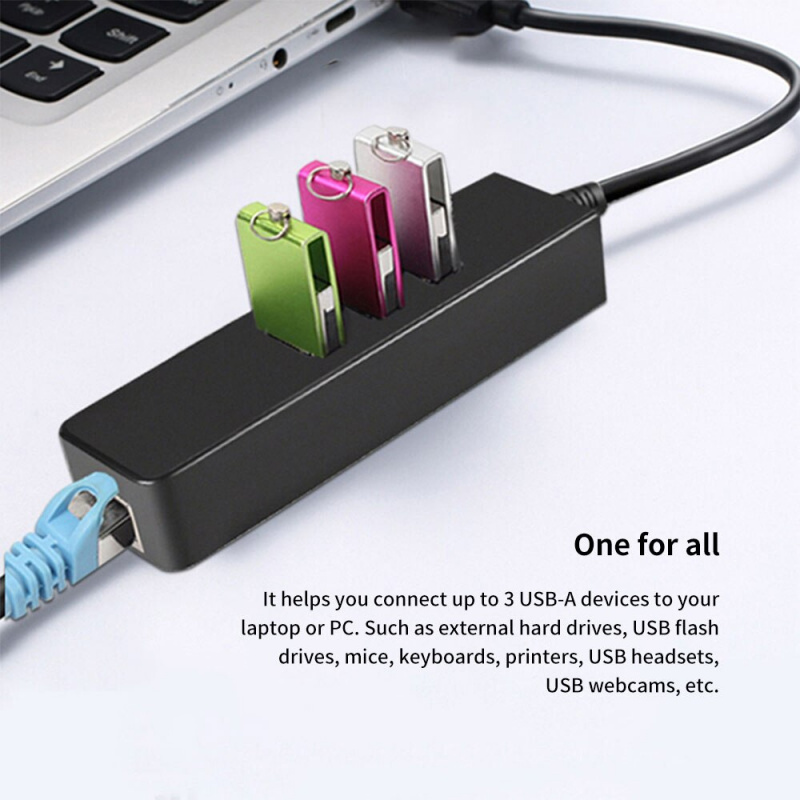 USB 3 端口 3.0 集線器高速分配器 USB 集線器 3.0 RJ45 LAN 網卡適用於 Mac iOS Android PC RTL8152 TYPE-C 集線器