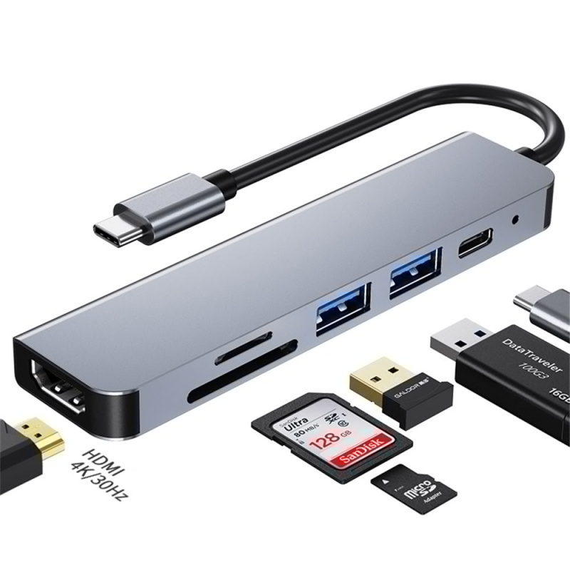 6 in 1 USB HUB C type-c HUB USB C to USB 3.0 HDMI-Compatible Dock for MacBook Pro For Nintendo Switch USB-C Type C 3.0 Splitter