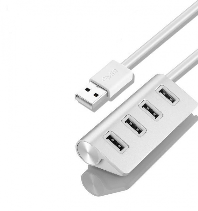 全新高速 4 端口 USB 2.0 集線器供電適配器鋁合金安全電纜分線器擴展器多集線器適用於 Windows MAC Phone