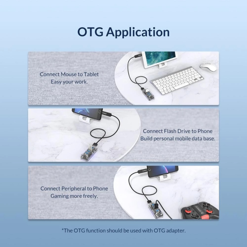 ORICO 4 7 端口 USB 3.0 集線器雙電源分配器適配器 OTG USB C 充電器集線器供電 PC 電腦外設配件