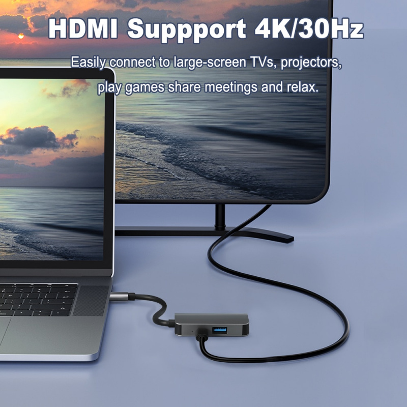ONVIAN USB 集線器 3 合 1 C 型集線器 HDMI 適配器 USB 3.0 PD 87W USB C 集線器適用於 Macbook Air Pro 適用於 iPad 筆記本電腦配件轉換器