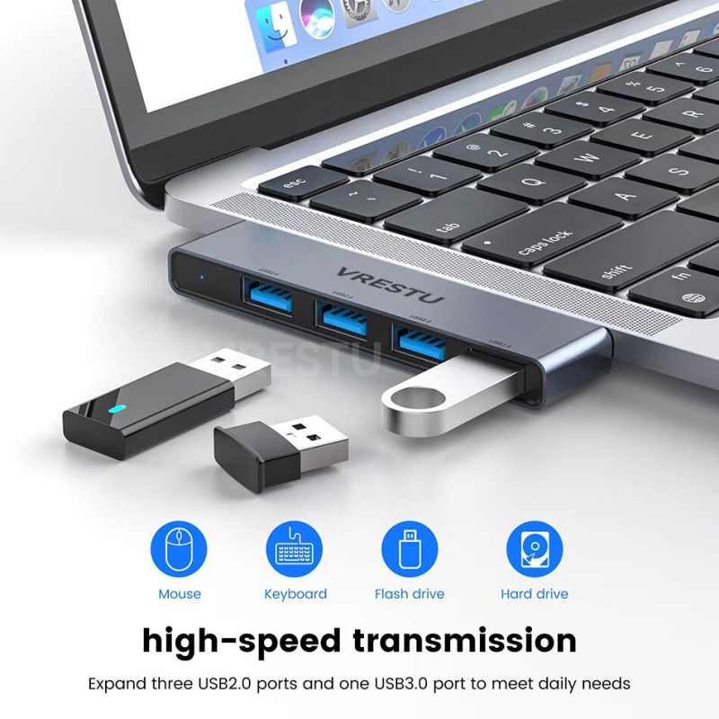 Type C USB3.0 2.0 HUB 高速 4 端口多分離器適配器 OTG 適用於三星華為小米 Macbook Pro 15 Air Pro 擴展塢