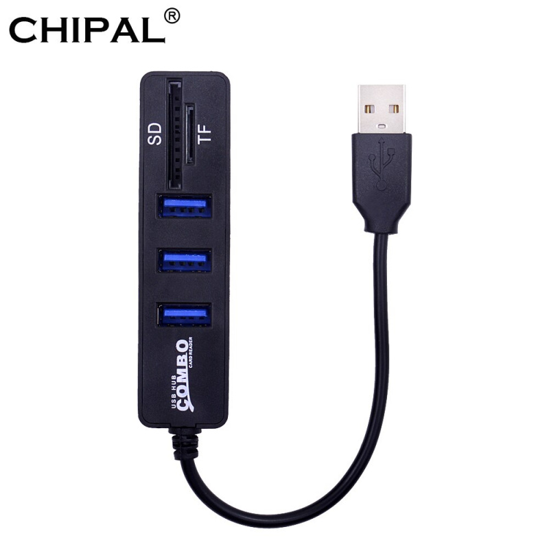CHIPAL USB 集線器組合 3 端口 USB 2.0 集線器高速分離器多 USB 組合 2 合 1 PC 筆記本電腦的 SD   TF 讀卡器