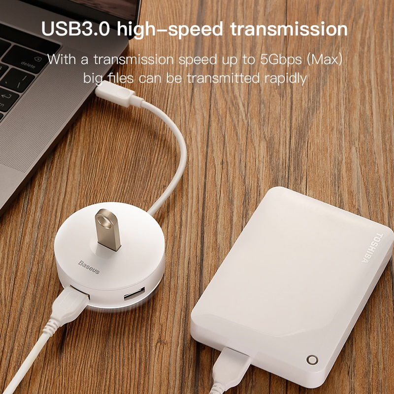 Baseus USB HUB USB 3.0 USB C HUB for MacBook Pro Surface USB Type C HUB USB 2.0 Adapter with Micro USB for Computer USB Splitter