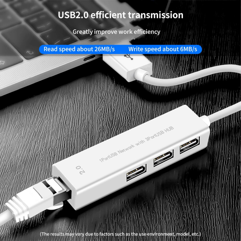 USB Hub2.0 4 和 1 擴展塢集線器，適用於筆記本電腦適配器，PC 充電 4 端口站 RJ45 筆記本電腦 Type-C 分路器以太網外部