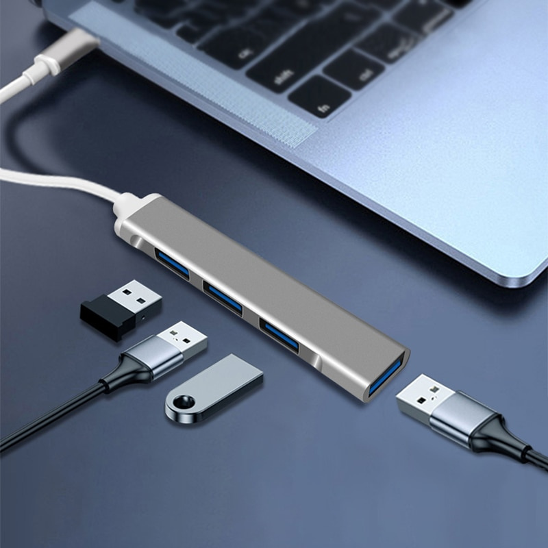 4 端口 USB 集線器 3.0 擴展器 Type C 轉 USB 分離器，適用於筆記本電腦配件 OTG 多擴展塢，適用於 Macbook 13 Pro Air PC