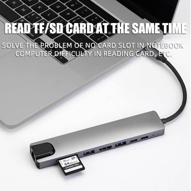 USB 集線器 USB 到 Type C 適配器 USB 分路器集線器 USB C HDMI Type C 集線器 USB 3.0 適用於 Macbook Air M1 Type C 擴展塢，帶多個端口