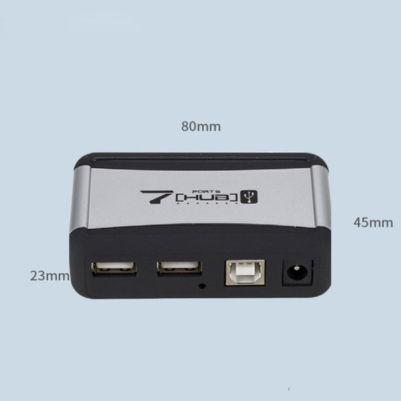 便攜式歐盟美國插頭高速 7 端口集線器 USB 電纜適配器 USB 充電器帶交流電源計算機外設 USB 2.0 集線器