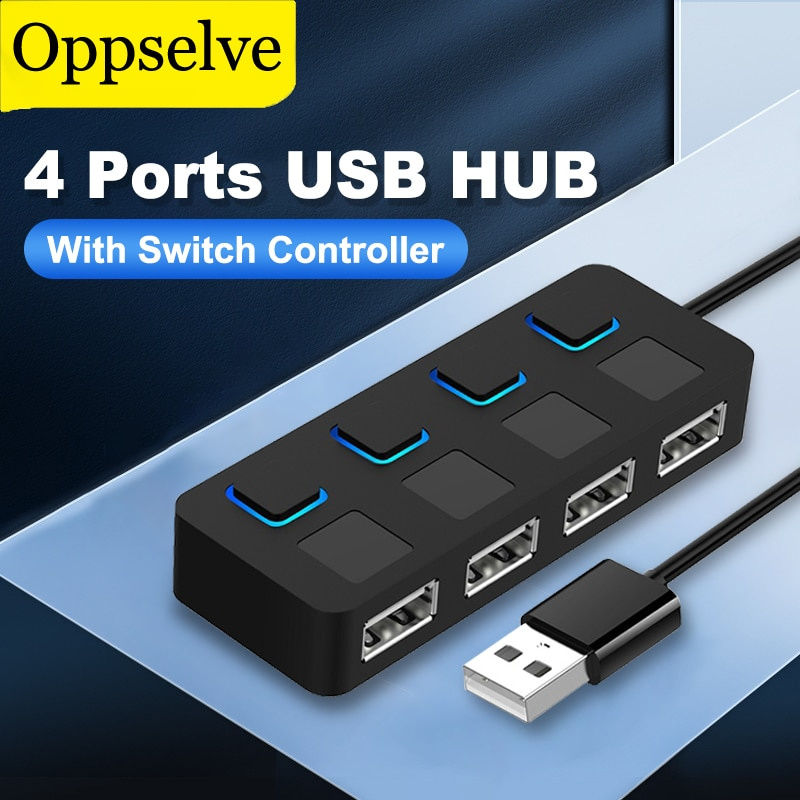 USB HUB多功能USB分配器快速充電電源適配器4端口多擴展器帶開關控制器PC擴展器