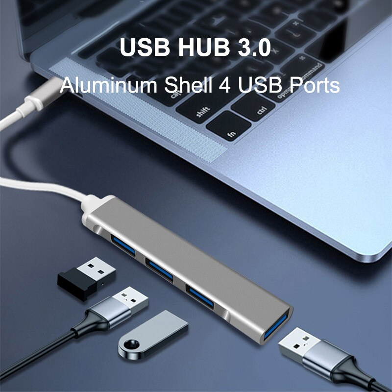 PUJIMAXUSB 集線器高速 4 端口 USB 3.0 集線器 C 型分配器 5Gbps 適用於 PC 電腦配件多端口集線器 4 USB 3.0 2.0 端口