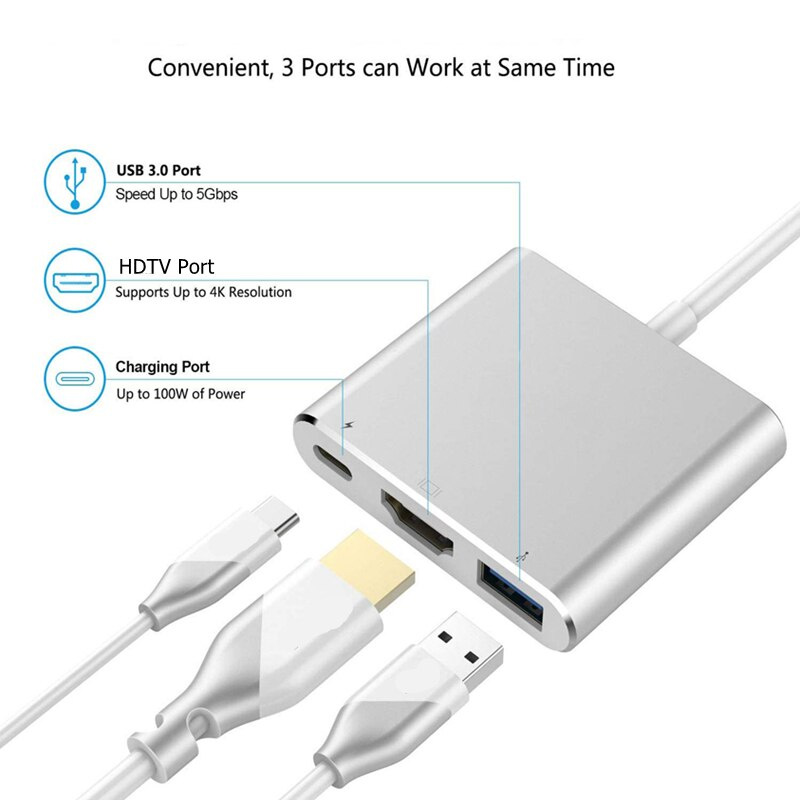 TRUMSOON C 型轉 4K HDMI 兼容 USB C 3.0 集線器底座適配器適用於 Macbook Surface HP ENVY 15 三星 S21 Dex 小米 10 電視 PS5