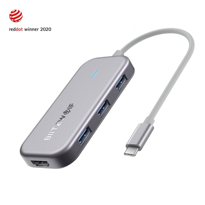 BlitzWolf USB C HUB 4K Type C 轉 USB 3.0 RJ45 HDMI 兼容 PD 100W 適配器適用於 Macbook Air Pro iPad Pro PC 配件 USB HUB