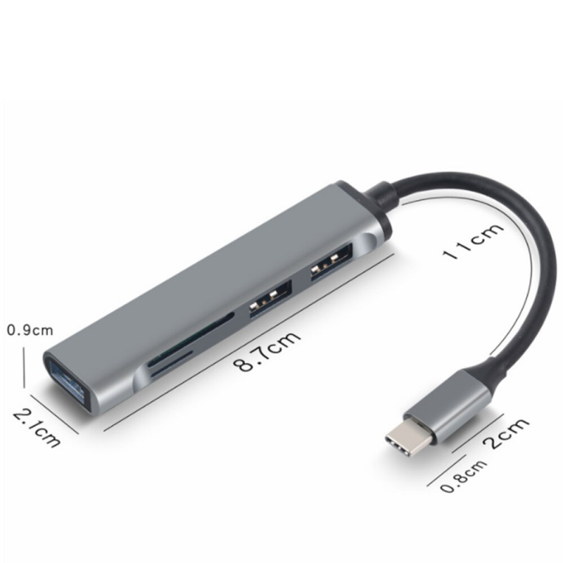 USB C 集線器 5 端口 C 型集線器 3.0 USB 分離器高速 OTG 適配器 SD TF 讀卡器適用於 PC 計算機 Macbook Pro 擴展