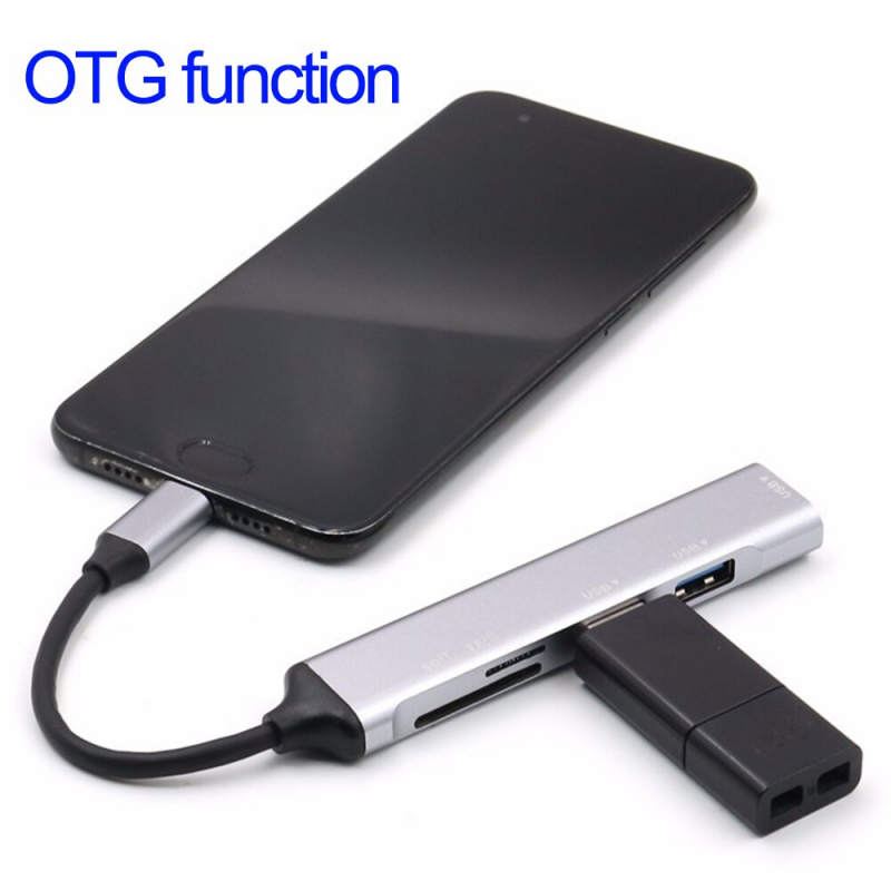 USB C 集線器 5 端口 C 型集線器 3.0 USB 分離器高速 OTG 適配器 SD TF 讀卡器適用於 PC 計算機 Macbook Pro 擴展