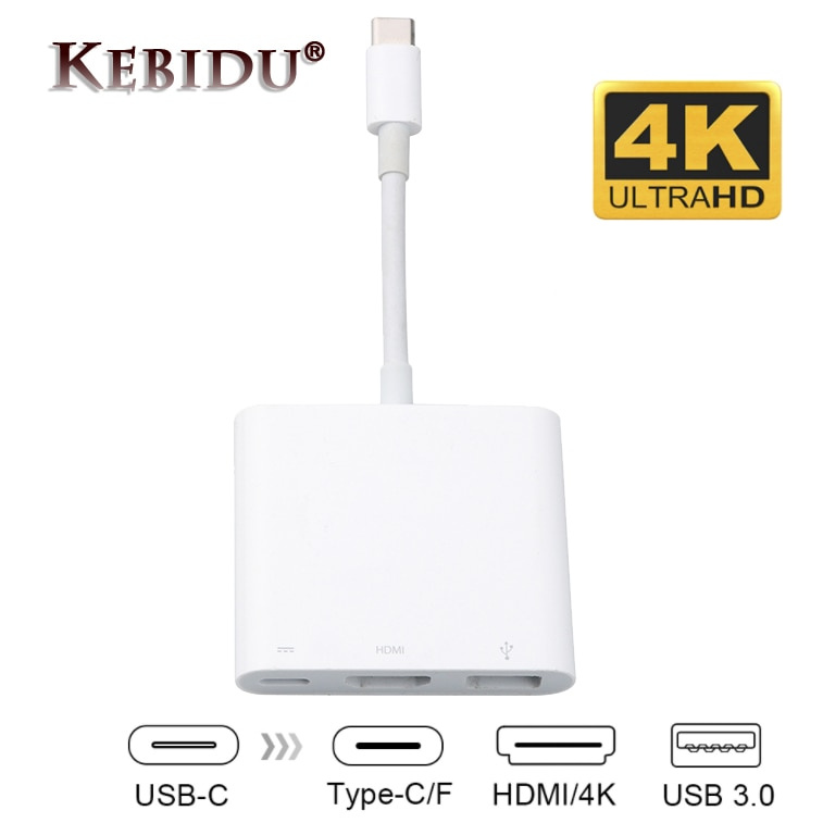 Type-C 轉 HDMI 兼容 Type-C USB 3.1 集線器 USB-C 轉 USB 3.0 HDMI 兼容 Type-C 充電器適配器適用於新款 Macbook 戴爾 XPS 13