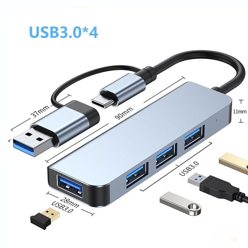 USB C 型 3.0 集線器分離器多端口 USB3.0 2.0 帶 SD TF 讀卡器 PD 5W 高速數據傳輸適用於 PC 筆記本電腦 Macbook