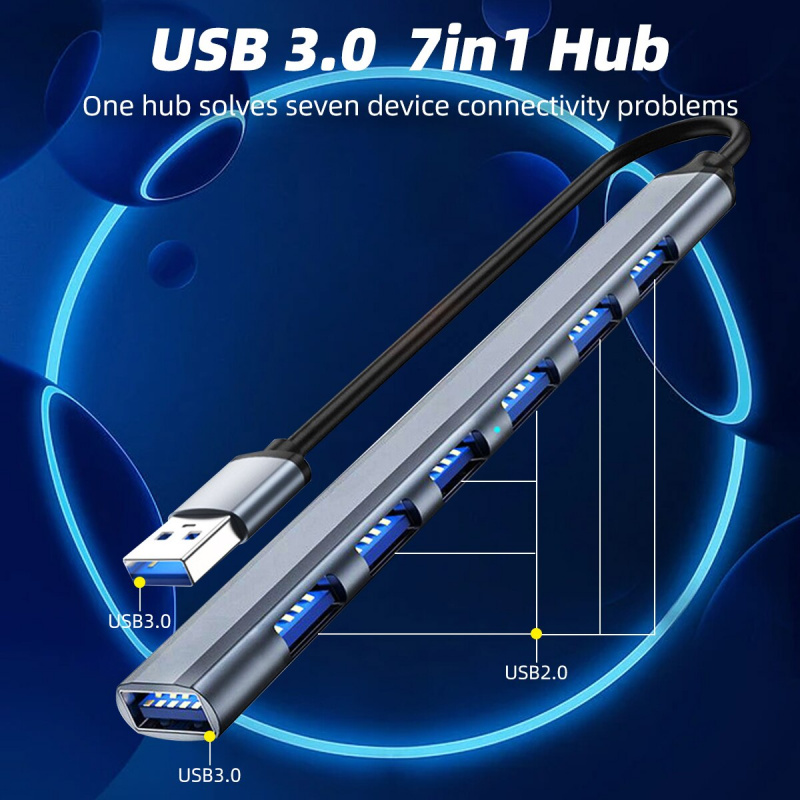 USB Hub 4 7 Port Expander Adapter USB 3.0 Hub Multi USB Splitter 2.0 Hab 2 Hub 3.0 Multiple USB3.0 U