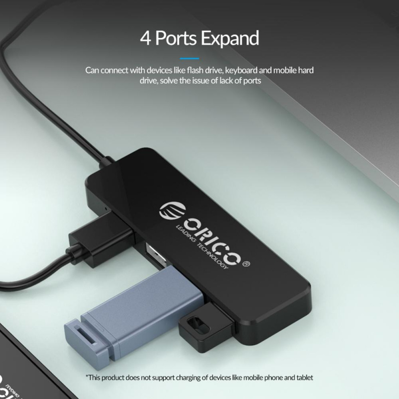 ORICO USB2.0 HUB 多 4 端口高速 USB 分離器迷你便攜式 OTG 適配器適用於 Windows Mac OS Android 筆記本電腦配件