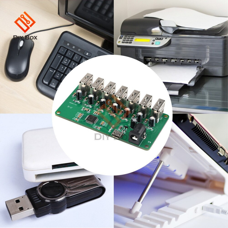 USB HUB Splitter 1 to 7 Port USB Hub Seven Port USB Splitter Module with Power Supply USB 2.0 擴展