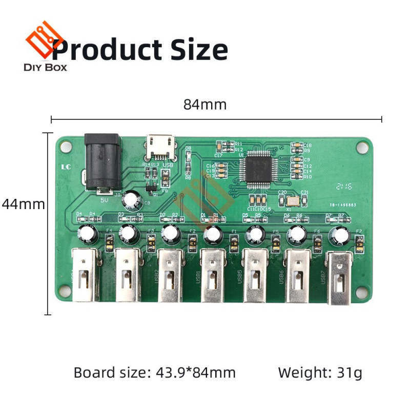 USB HUB Splitter 1 to 7 Port USB Hub Seven Port USB Splitter Module with Power Supply USB 2.0 擴展