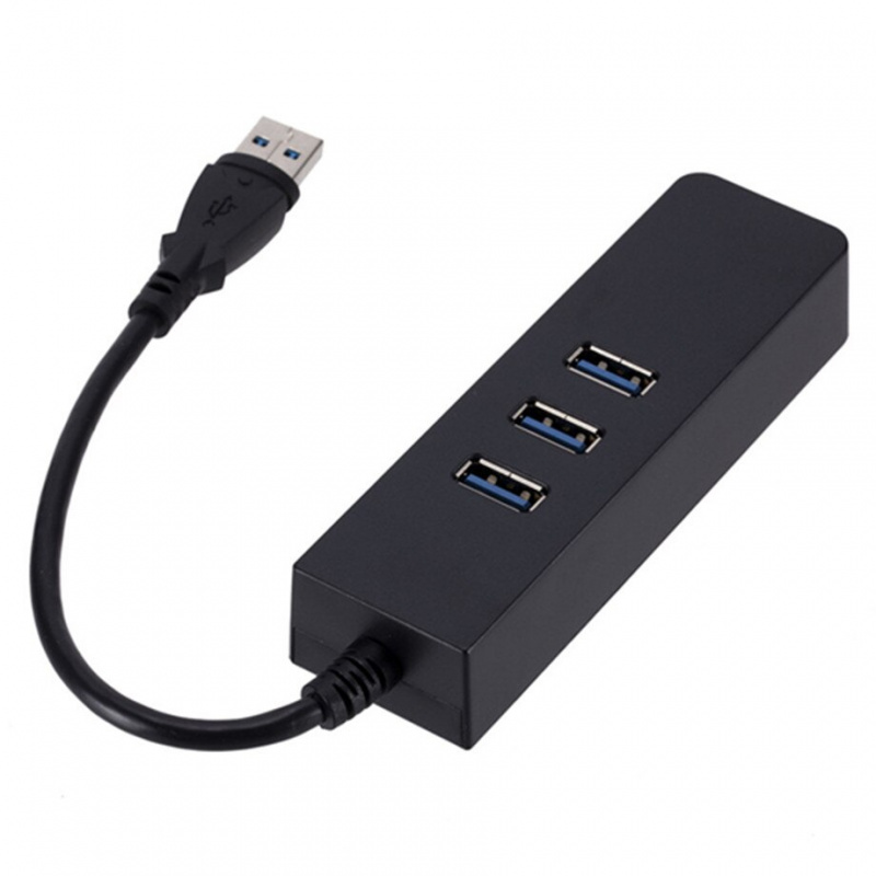 PzzPss USB Ethernet Adapter 3 Ports USB 3.0 HUB USB to Rj45 Lan Network Card for Macbook Mac Desktop + Micro USB Charger Cable