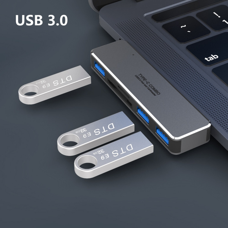 集線器 USB C 3.1 轉 USB 3.0 SD 讀卡器高速鋁合金迷你 5 合 1 C 型分離器適用於 Ipad Macbook Pc 筆記本電腦平板電腦