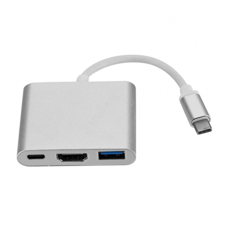 3 合 1 Type-C 轉 HDMI 兼容 USB 3.0 10Gbps 傳輸充電適配器 USB-C 集線器多端口電纜轉換器適用於台式筆記本電腦