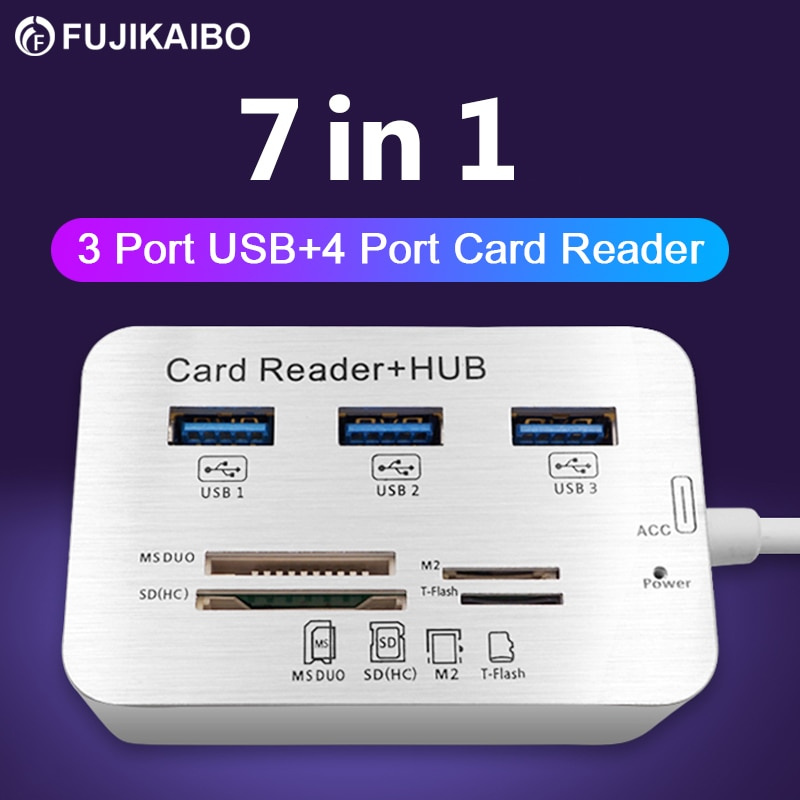 7 合 1 USB 集線器讀卡器快速 USB3.0 或 USB2.0 擴展器 SD TF 存儲卡適配器適用於 U 盤 PC 筆記本電腦鼠標鍵盤 USB 集線器