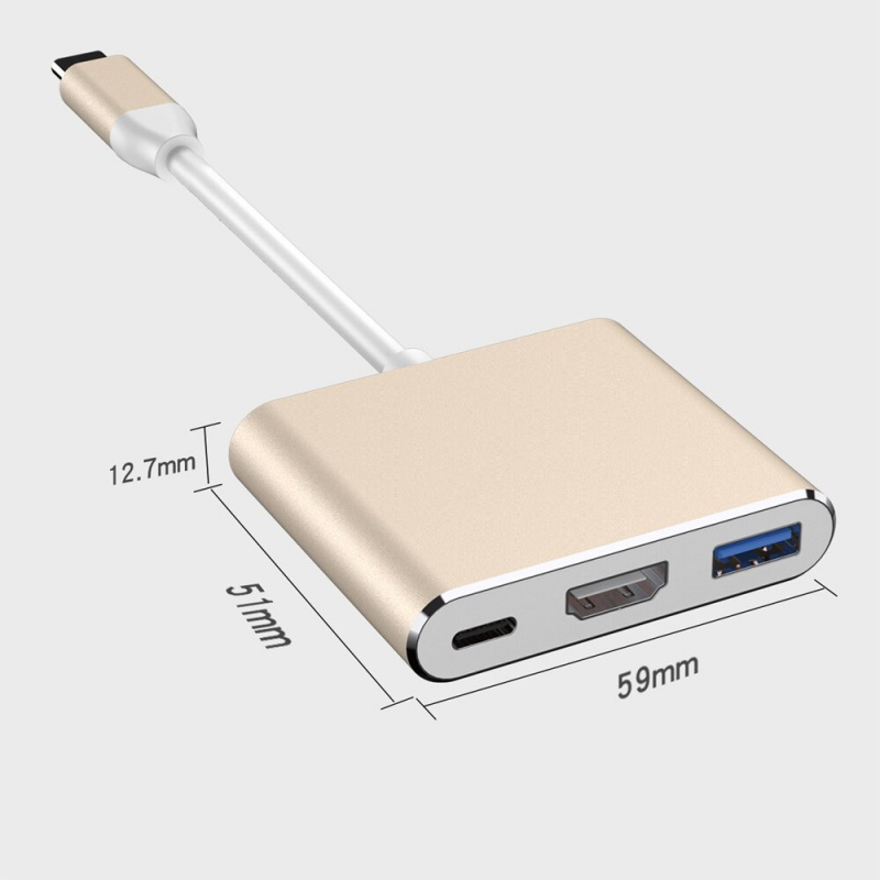 tebe Type-c HUB USB C 轉 HDMI 兼容分配器 USB-C 3 合 1 4K HDMI USB 3.0 PD 快速充電智能適配器 適用於 MacBook 戴爾