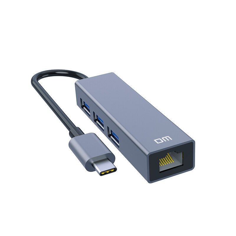 DM CHB002 USB C 轉以太網適配器帶 C 型 USB 2.0 集線器 3 端口 RJ45 網卡局域網適配器適用於 Macbook USB-C 型