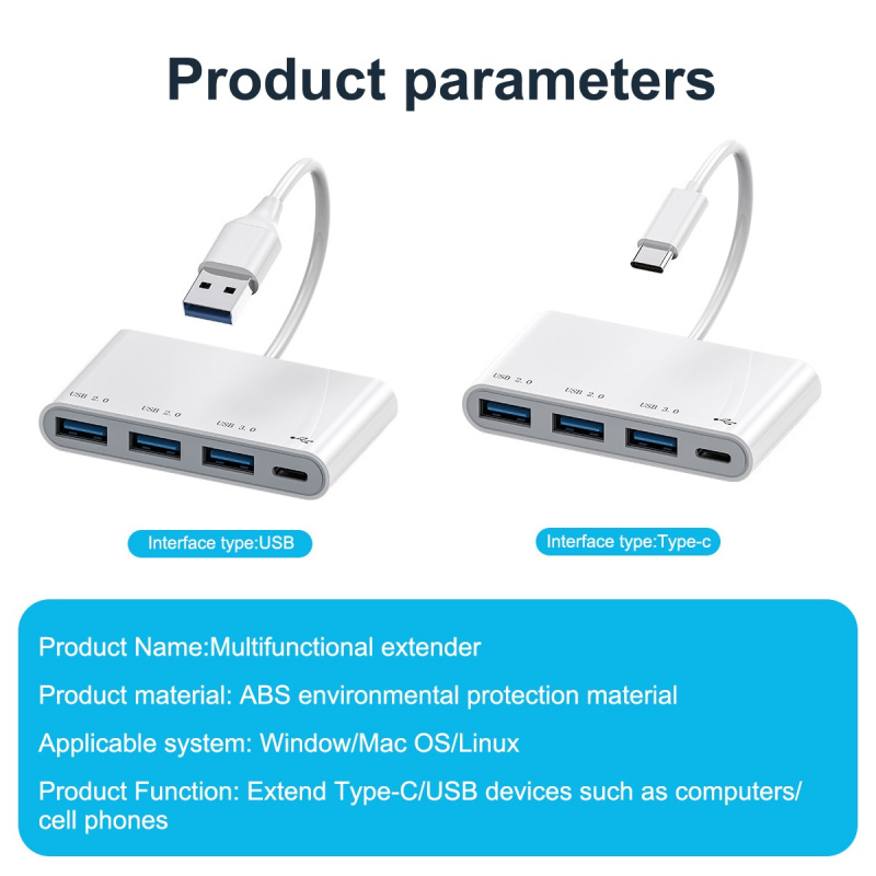 FONKEN 4 In 1 Type-C OTG Adapter USB HUB for Macbook Samsung Cable Extender Laptop Cable Splitter Mini USB 3.0 2.0 HUB HAB
